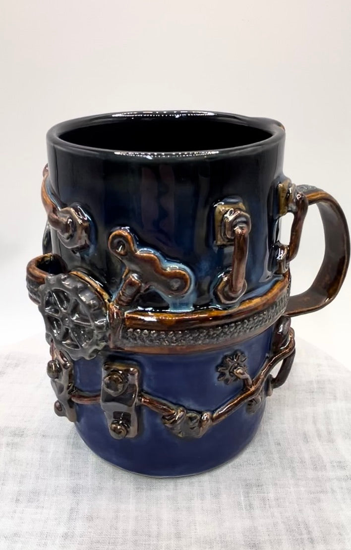Industrial / Steampunk Mug: Zipper Handle