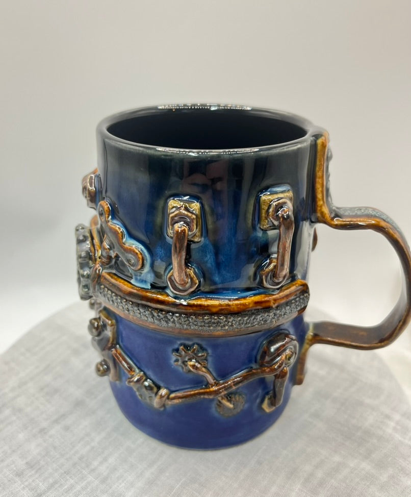 Industrial / Steampunk Mug: Zipper Handle