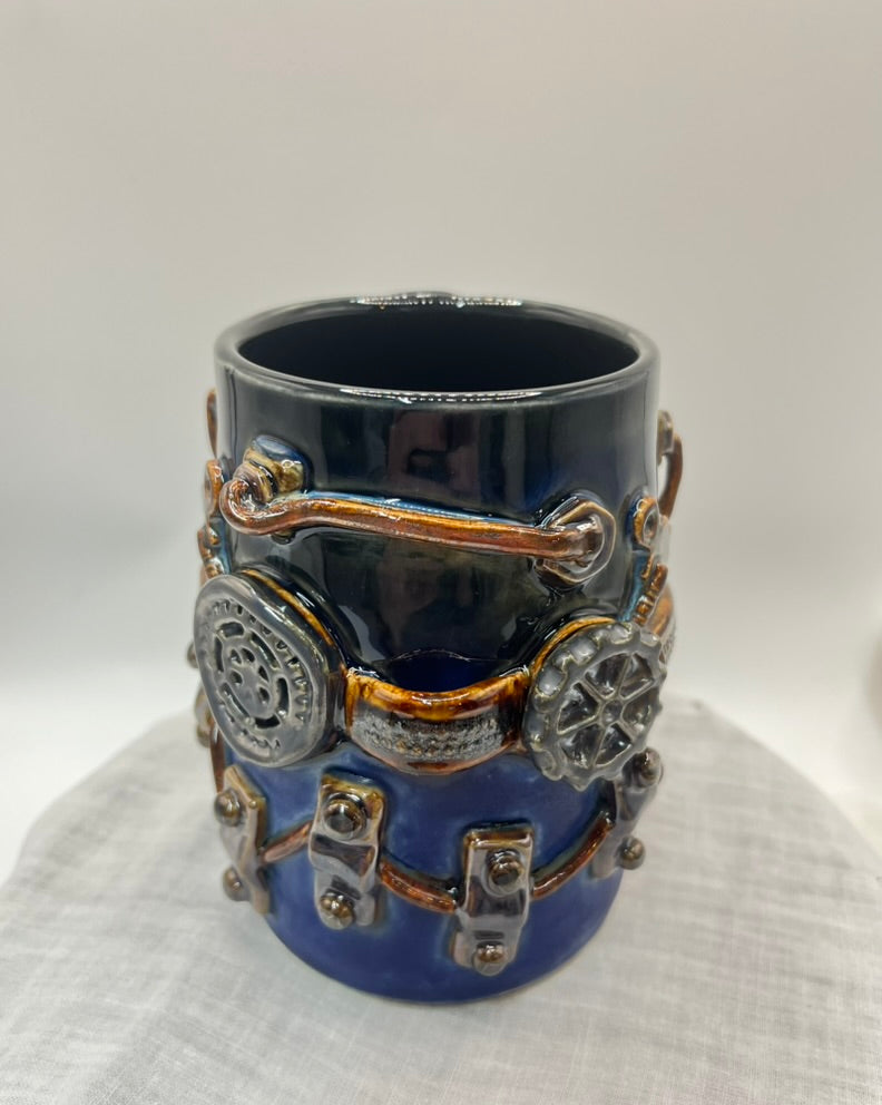 Industrial / Steampunk Mug: Zipper Handle
