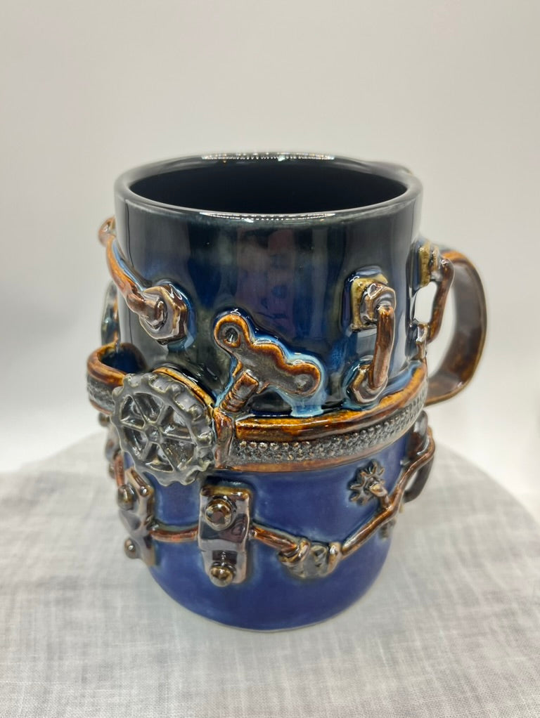 Industrial / Steampunk Mug: Zipper Handle