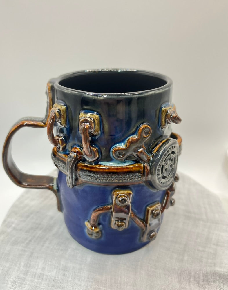 Industrial / Steampunk Mug: Zipper Handle