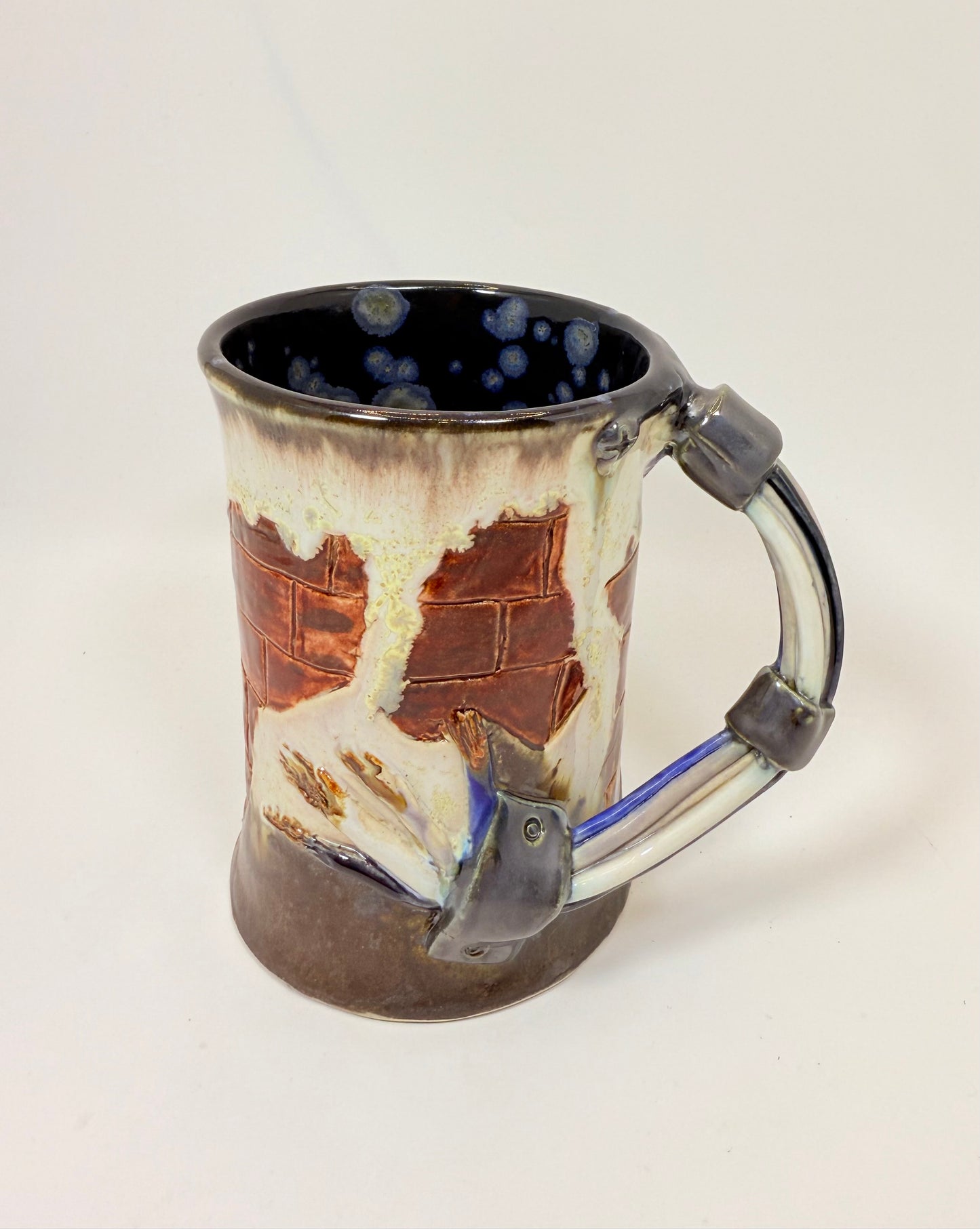 Industrial / Steampunk Mug: Brick + Wires (Side Handle)